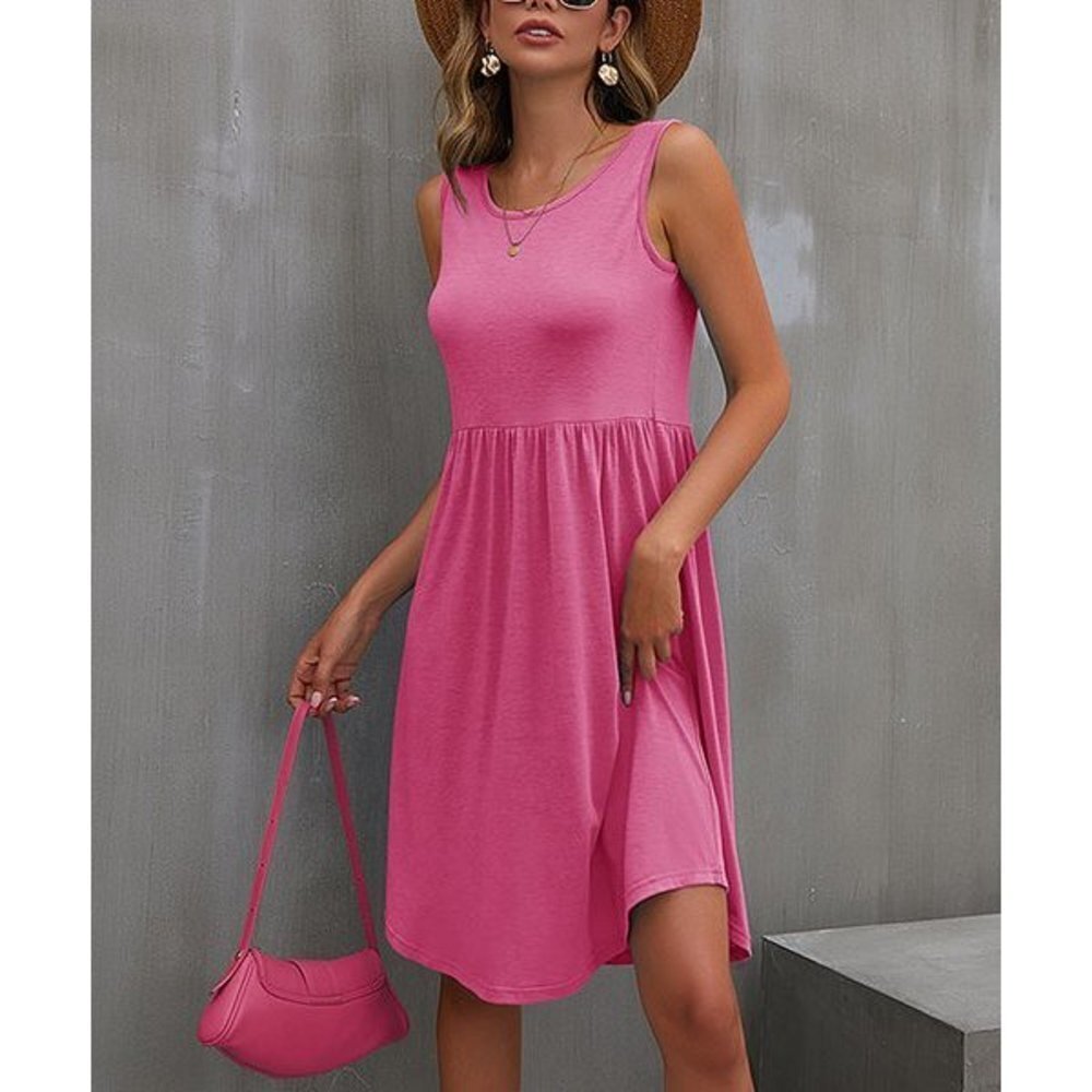 Fuchsia Sleeveless Empire-Waist Dress